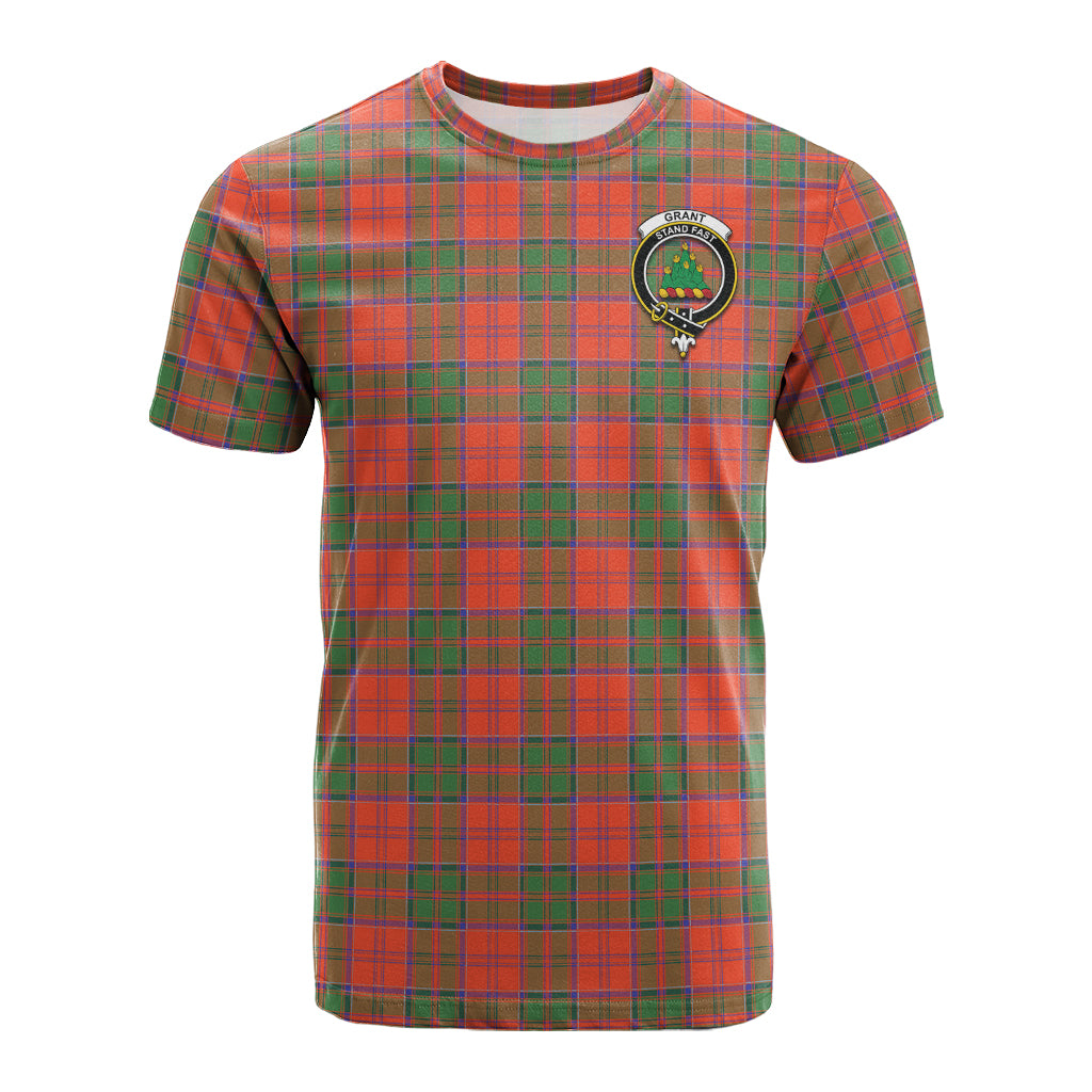 Grant Ancient Tartan T-Shirt with Family Crest - Tartan Vibes Clothing