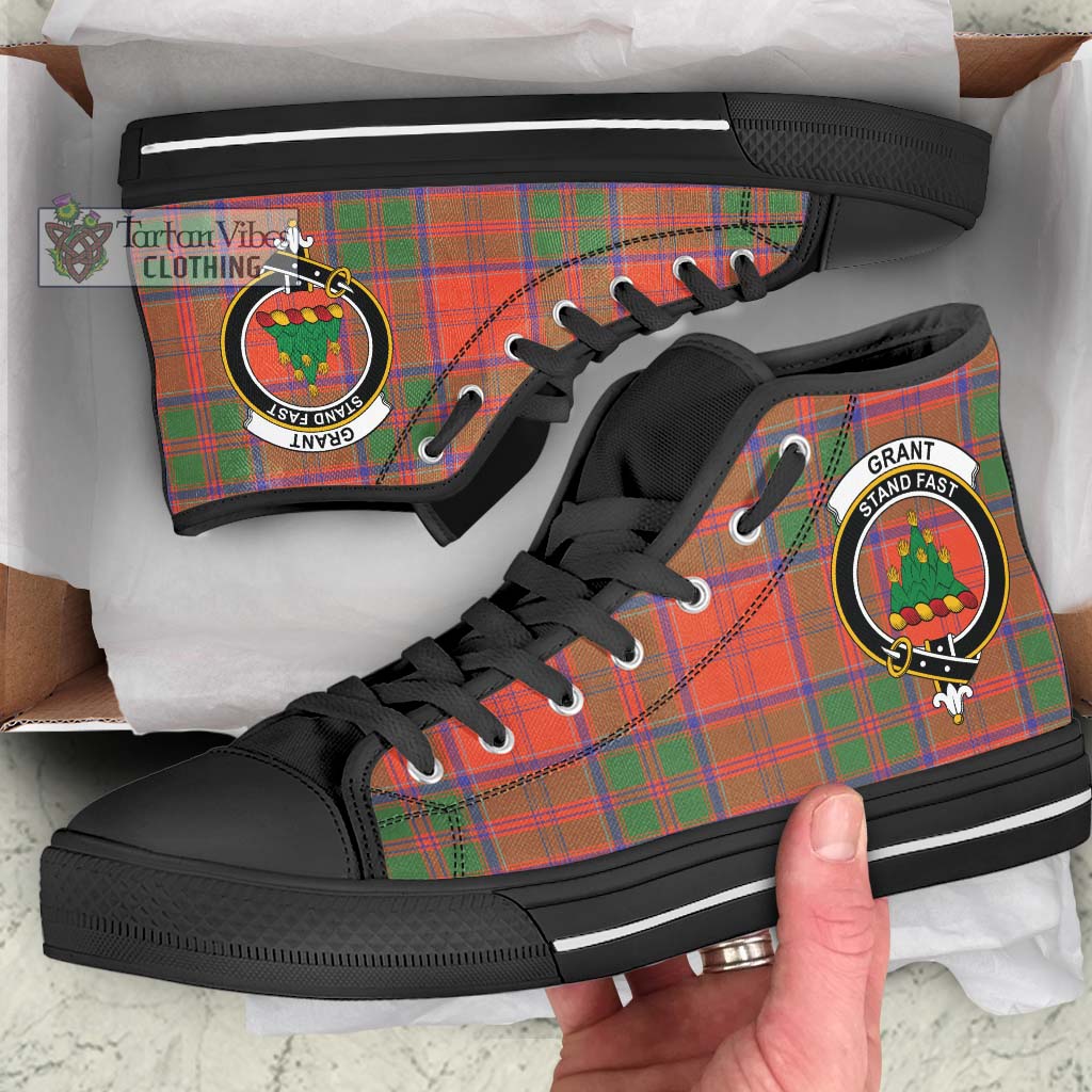 Tartan Vibes Clothing Grant Ancient Tartan High Top Shoes with Family Crest