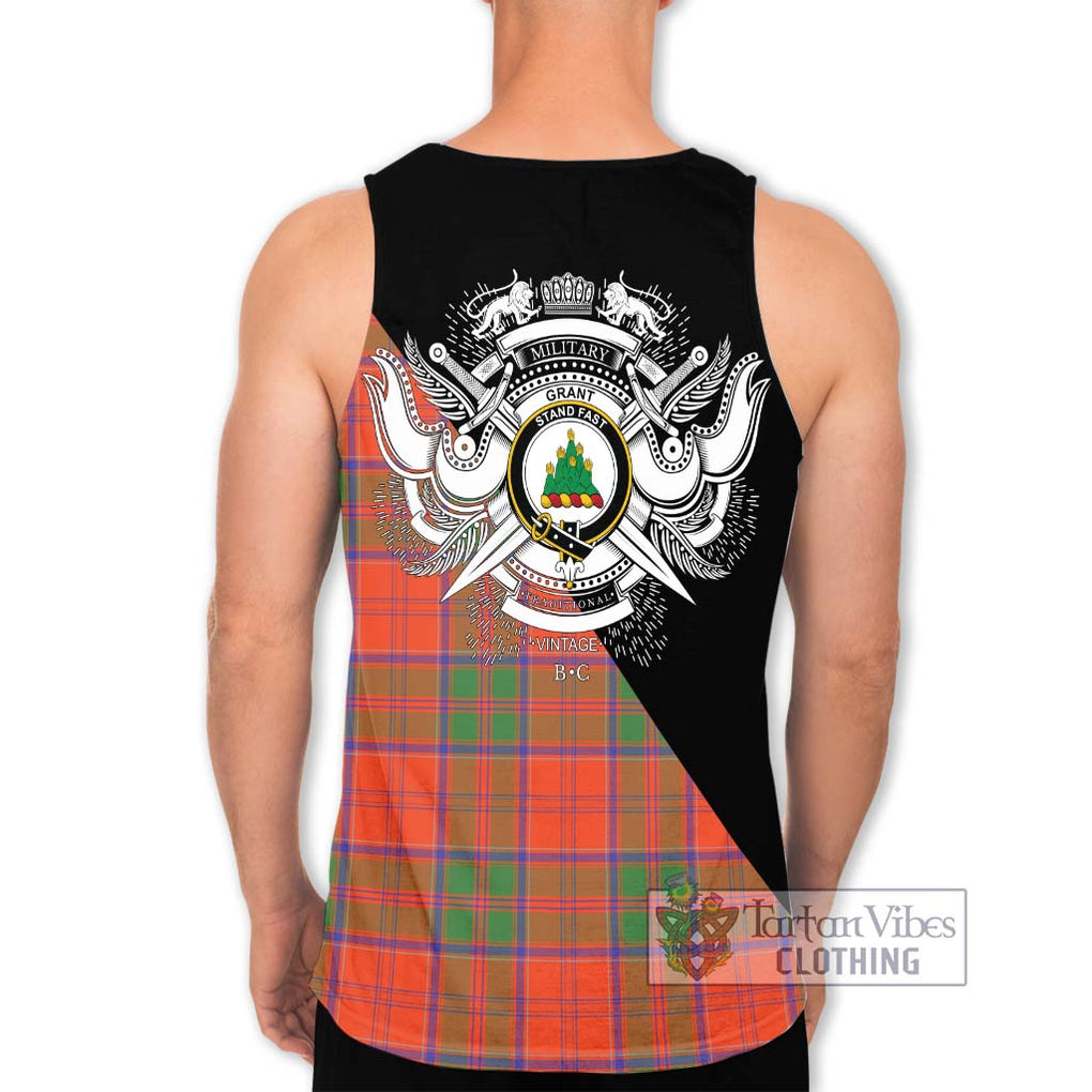 Grant Ancient Tartan Men's Tank Top with Family Crest and Military Logo Style - Tartanvibesclothing Shop