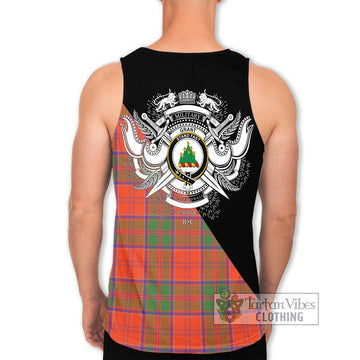 Grant Ancient Tartan Men's Tank Top with Family Crest and Military Logo Style