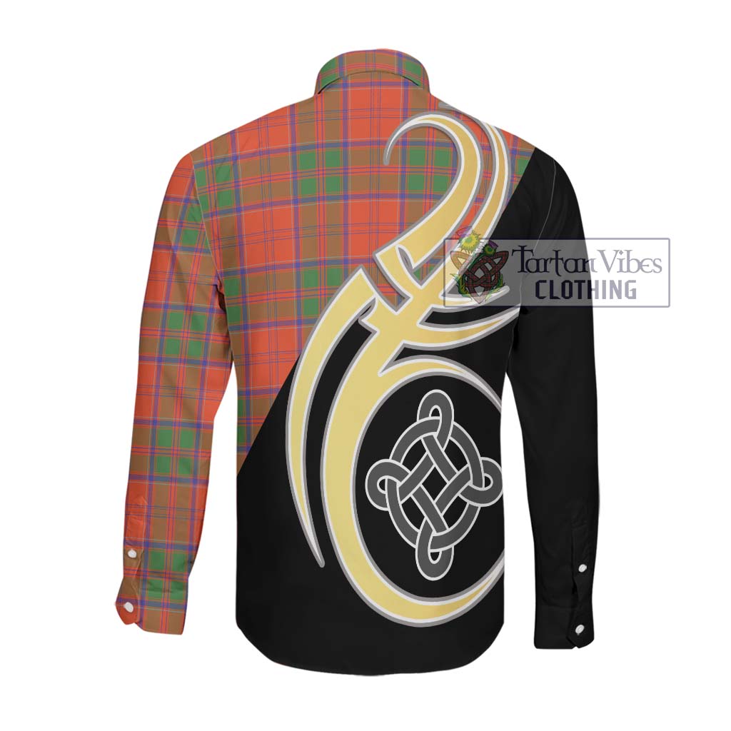 Grant Ancient Tartan Long Sleeve Button Shirt with Family Crest and Celtic Symbol Style Men's Shirt - Tartan Vibes Clothing