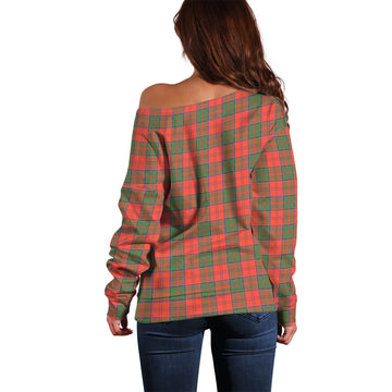 Grant Ancient Tartan Off Shoulder Women Sweater with Family Crest