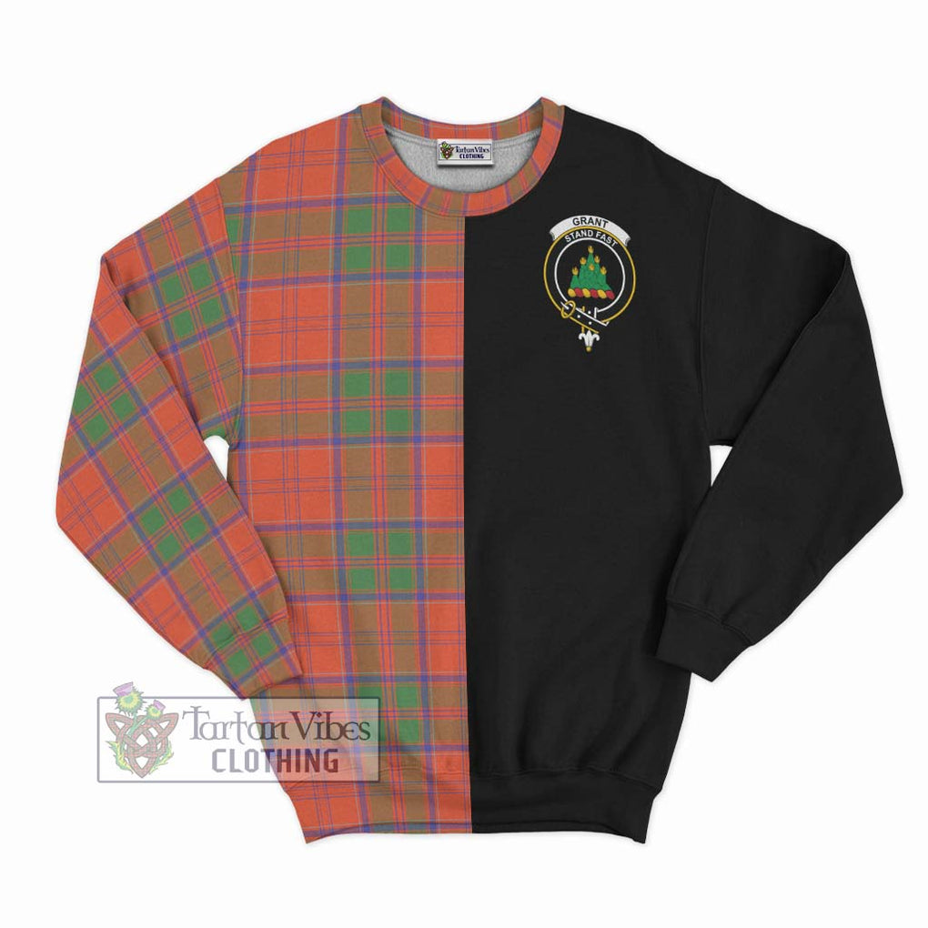 Grant Ancient Tartan Sweatshirt with Family Crest and Half Of Me Style - Tartanvibesclothing Shop