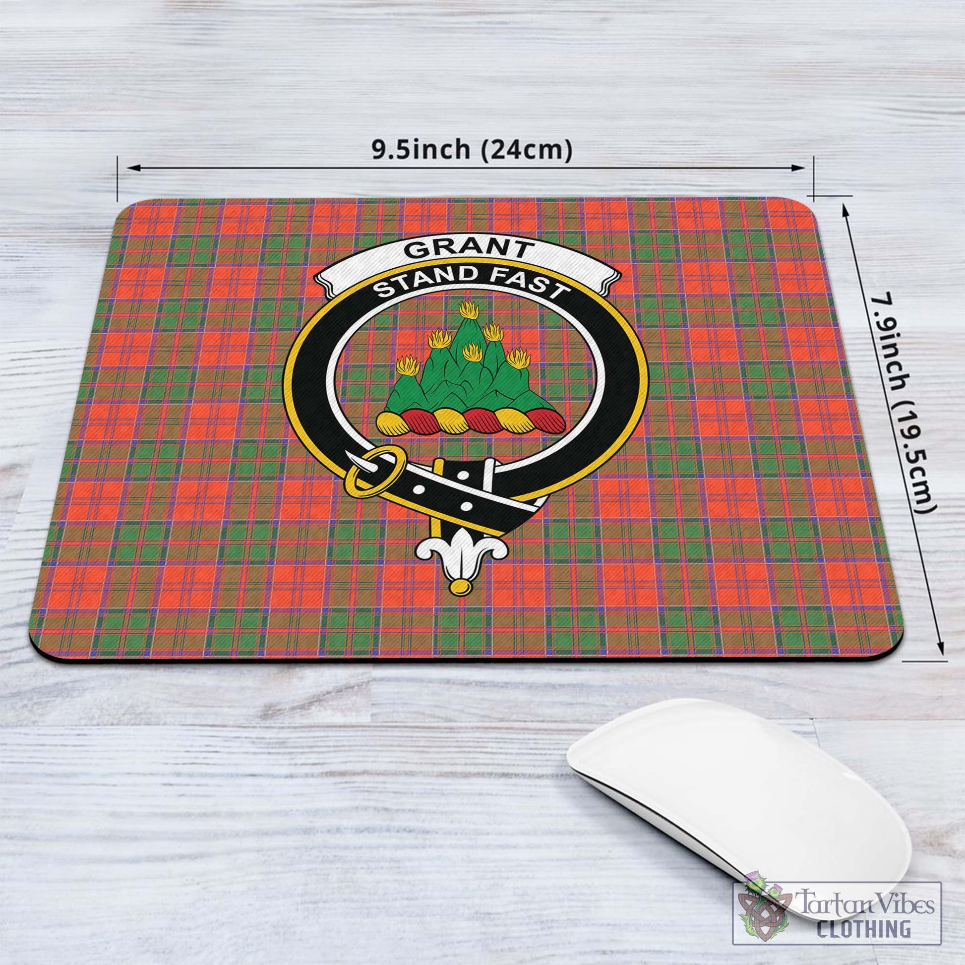 Tartan Vibes Clothing Grant Ancient Tartan Mouse Pad with Family Crest