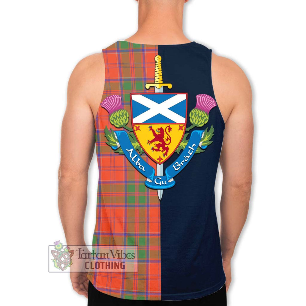 Tartan Vibes Clothing Grant Ancient Tartan Men's Tank Top with Scottish Lion Royal Arm Half Style