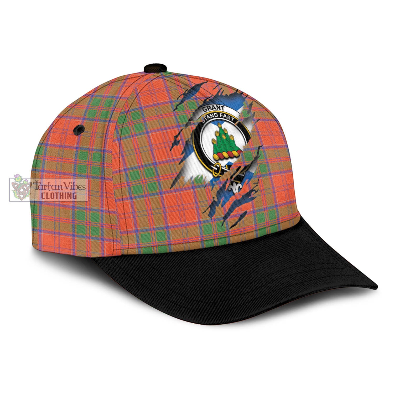 Tartan Vibes Clothing Grant Ancient Tartan Classic Cap with Family Crest In Me Style