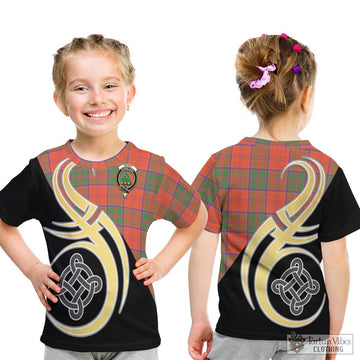 Grant Ancient Tartan Kid T-Shirt with Family Crest and Celtic Symbol Style