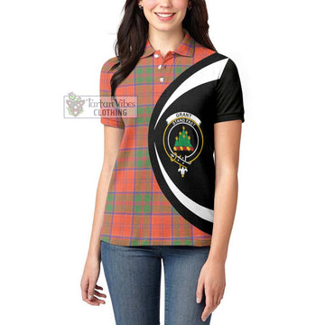 Grant Ancient Tartan Women's Polo Shirt with Family Crest Circle Style