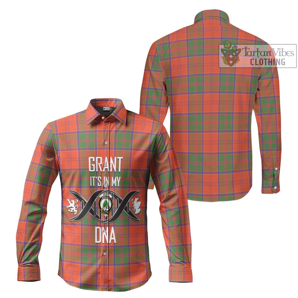 Grant Ancient Tartan Long Sleeve Button Shirt with Family Crest DNA In Me Style Men's Shirt - Tartanvibesclothing Shop