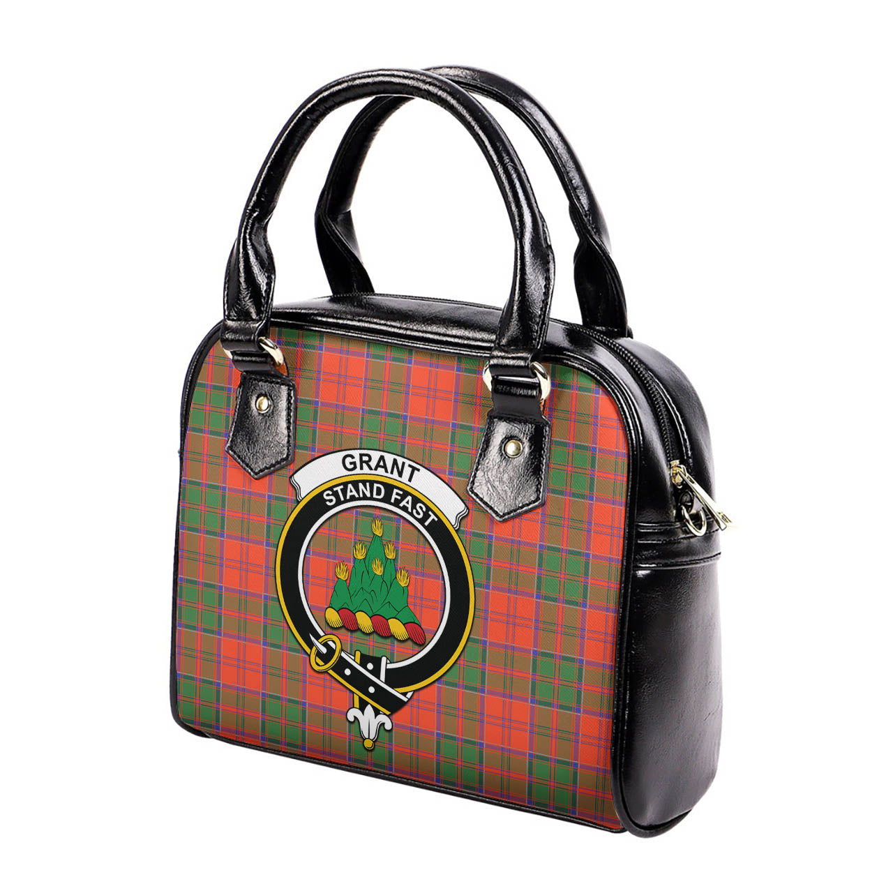 Grant Ancient Tartan Shoulder Handbags with Family Crest - Tartanvibesclothing