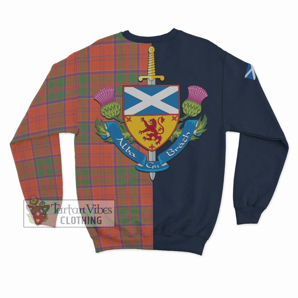 Tartan Vibes Clothing Grant Ancient Tartan Sweatshirt with Scottish Lion Royal Arm Half Style