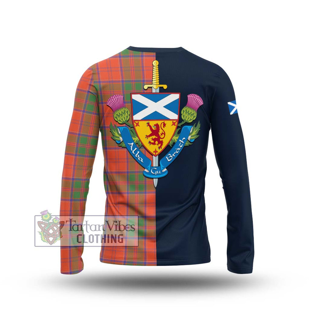 Tartan Vibes Clothing Grant Ancient Tartan Long Sleeve T-Shirt with Scottish Lion Royal Arm Half Style