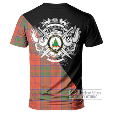 Grant Ancient Tartan T-Shirt with Family Crest and Military Logo Style