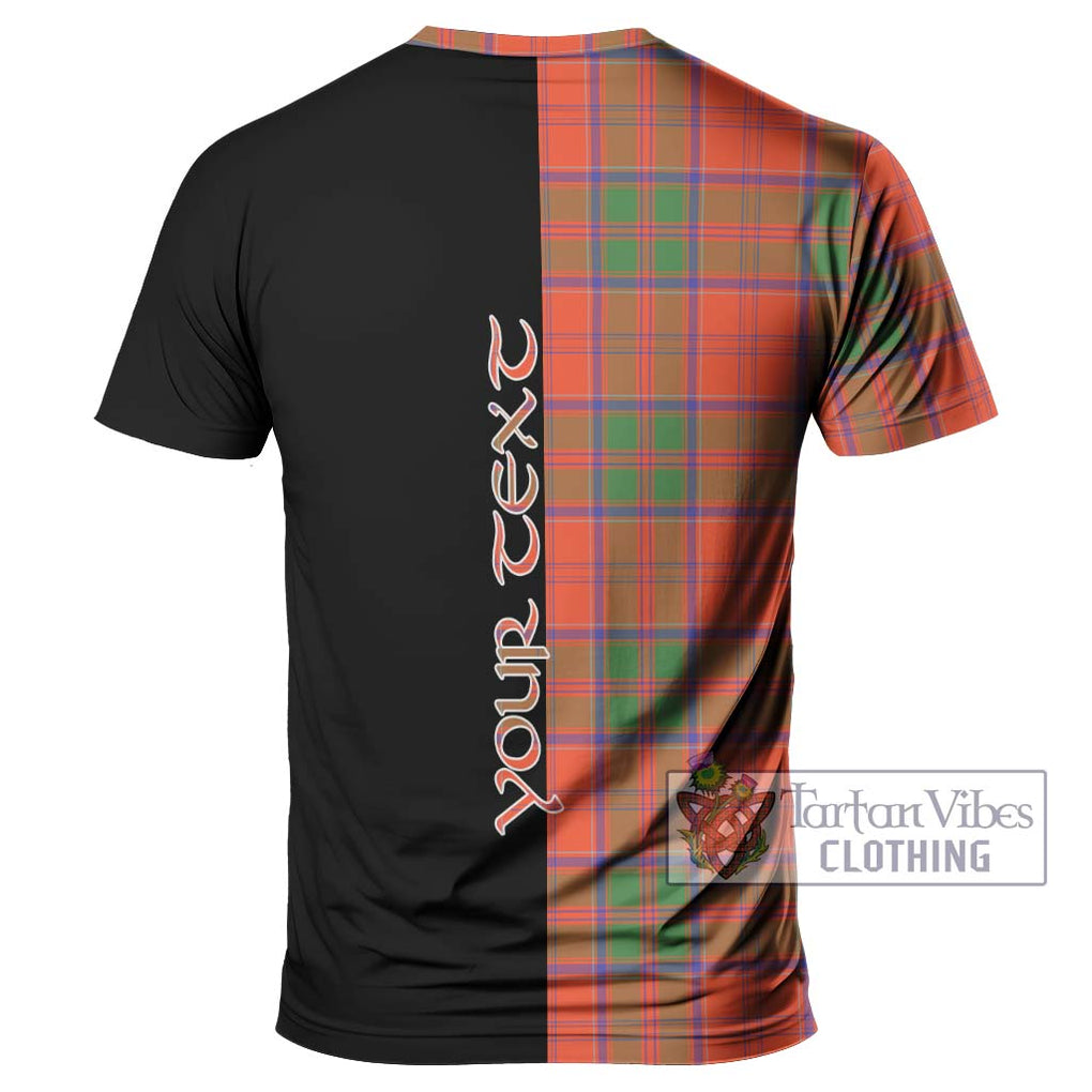 Grant Ancient Tartan T-Shirt with Family Crest and Half Of Me Style - Tartanvibesclothing Shop