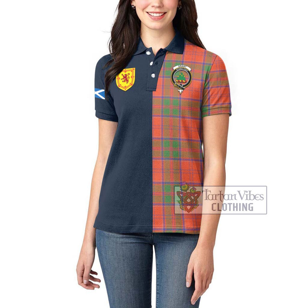 Tartan Vibes Clothing Grant Ancient Tartan Women's Polo Shirt with Scottish Lion Royal Arm Half Style