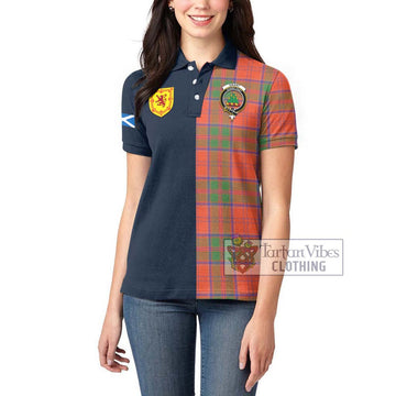 Grant Ancient Tartan Women's Polo Shirt Alba with Scottish Lion Royal Arm Half Style