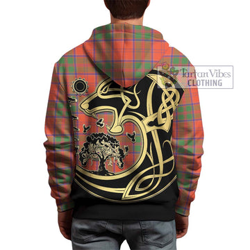 Grant Ancient Tartan Hoodie with Family Crest Celtic Wolf Style