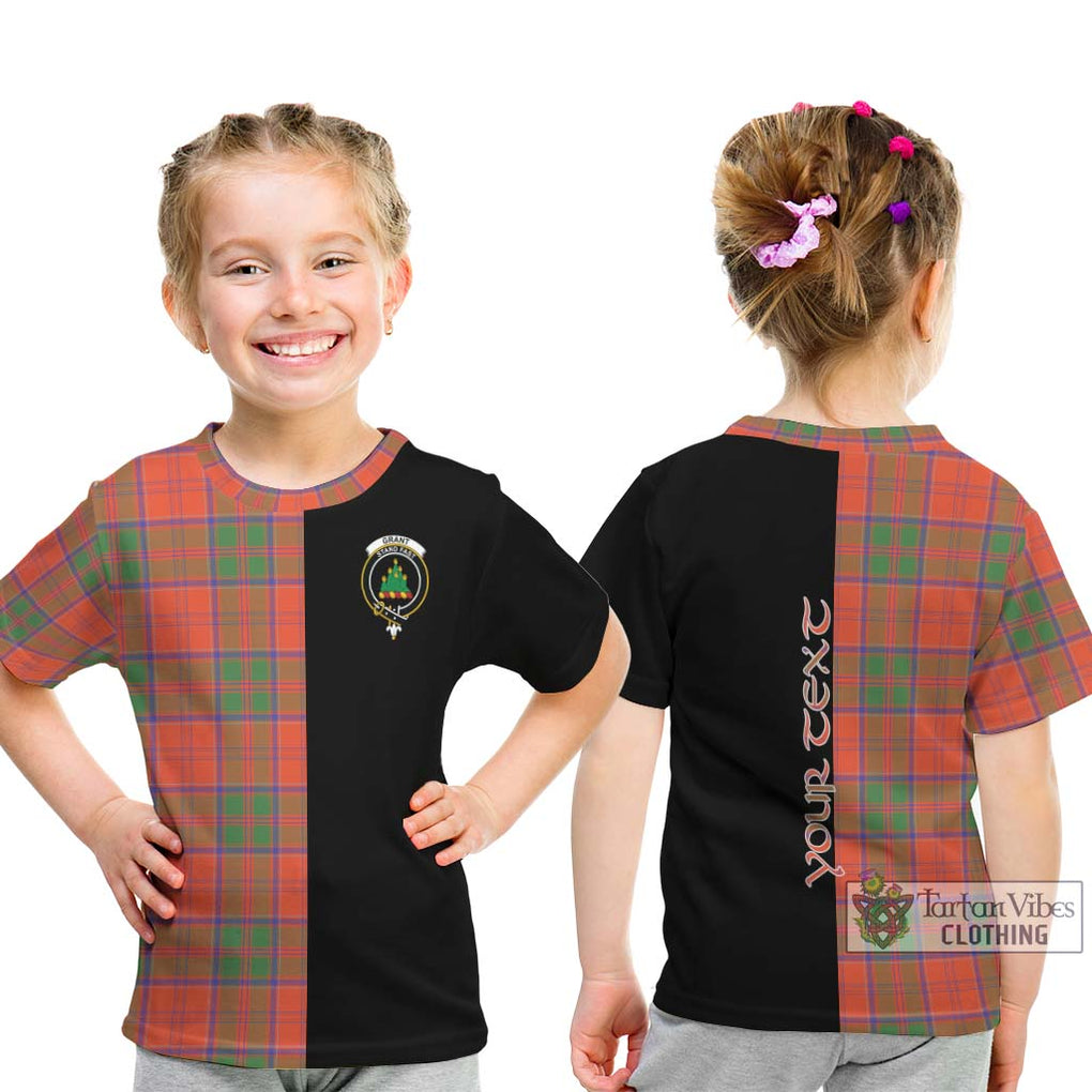 Grant Ancient Tartan Kid T-Shirt with Family Crest and Half Of Me Style - Tartanvibesclothing Shop