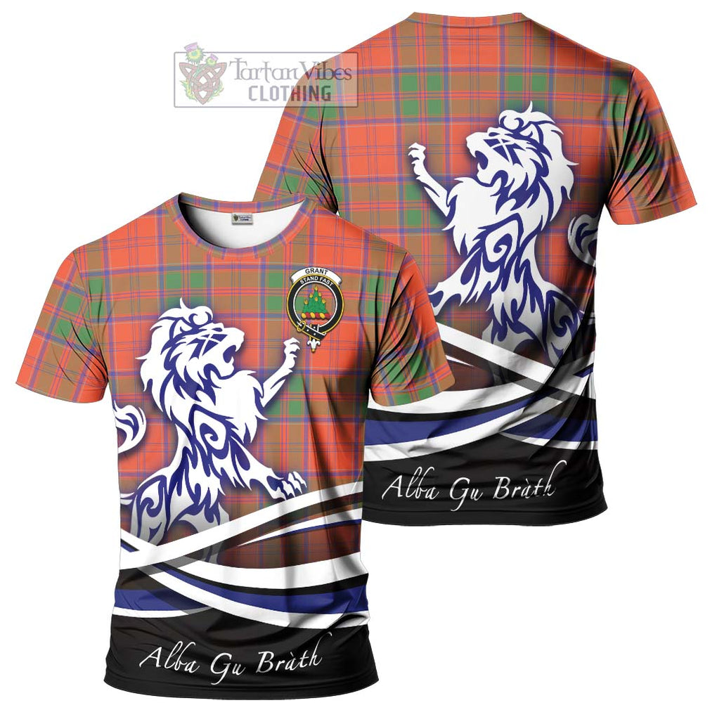 Tartan Vibes Clothing Grant Ancient Tartan Cotton T-shirt with Alba Gu Brath Regal Lion Emblem