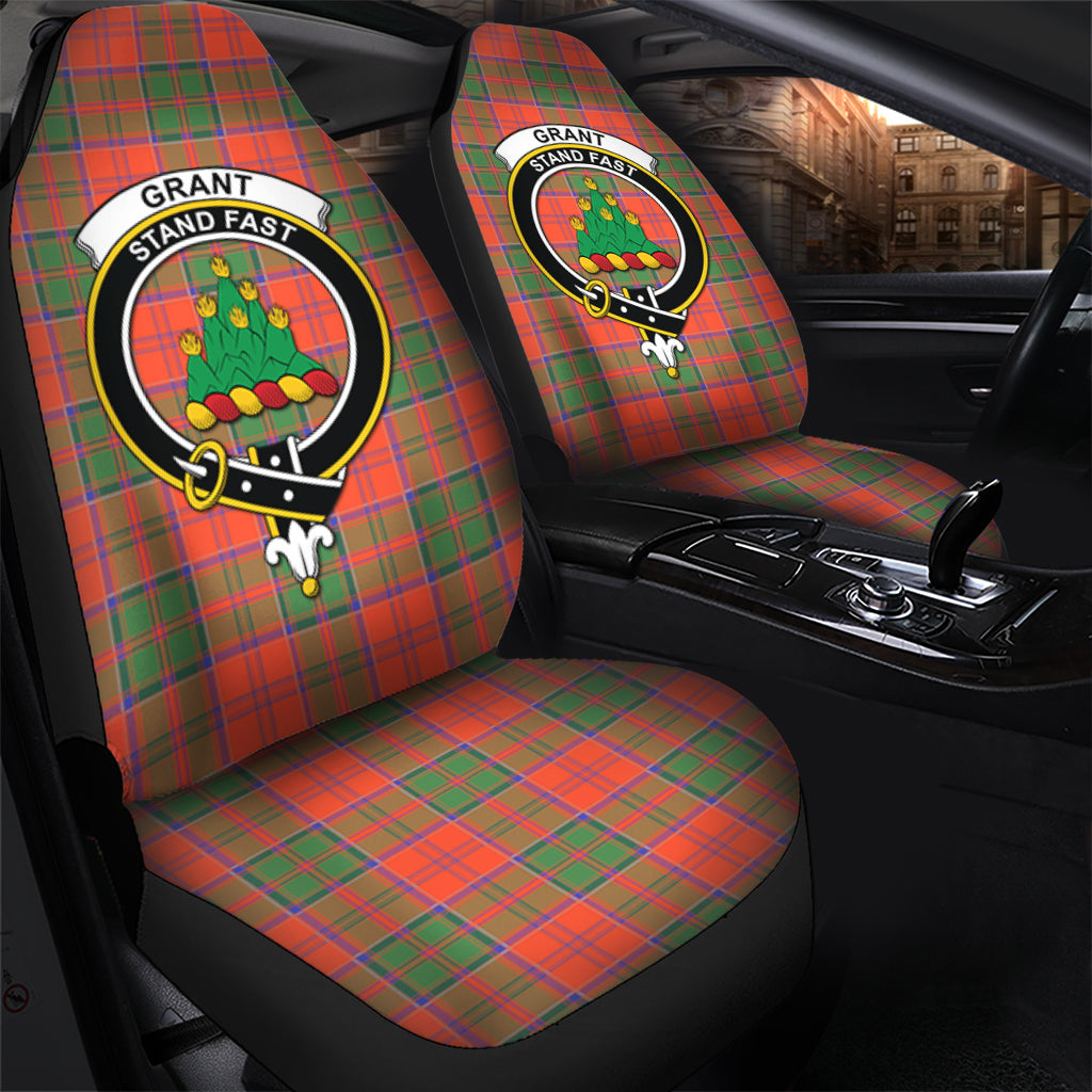 Grant Ancient Tartan Car Seat Cover with Family Crest - Tartanvibesclothing