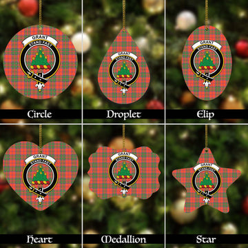 Grant Ancient Tartan Christmas Ornaments with Family Crest