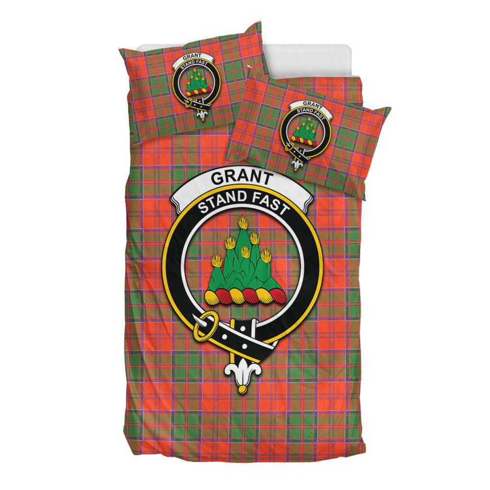 Grant Ancient Tartan Bedding Set with Family Crest - Tartan Vibes Clothing