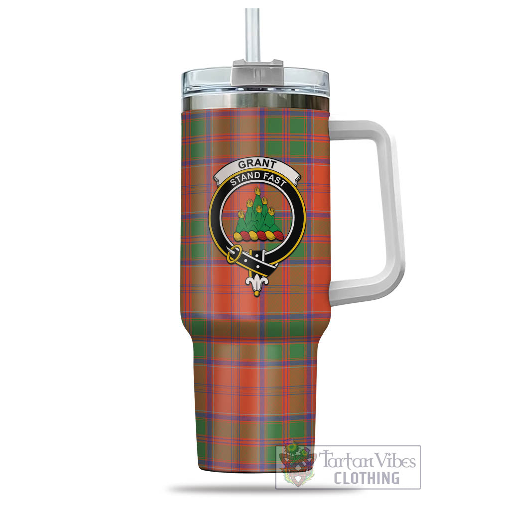 Tartan Vibes Clothing Grant Ancient Tartan and Family Crest Tumbler with Handle