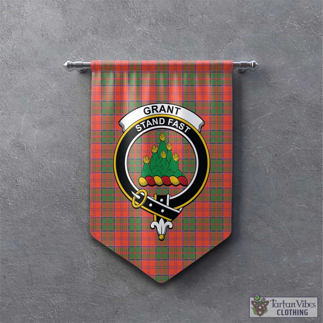 Tartan Vibes Clothing Grant Ancient Tartan Gonfalon, Tartan Banner with Family Crest