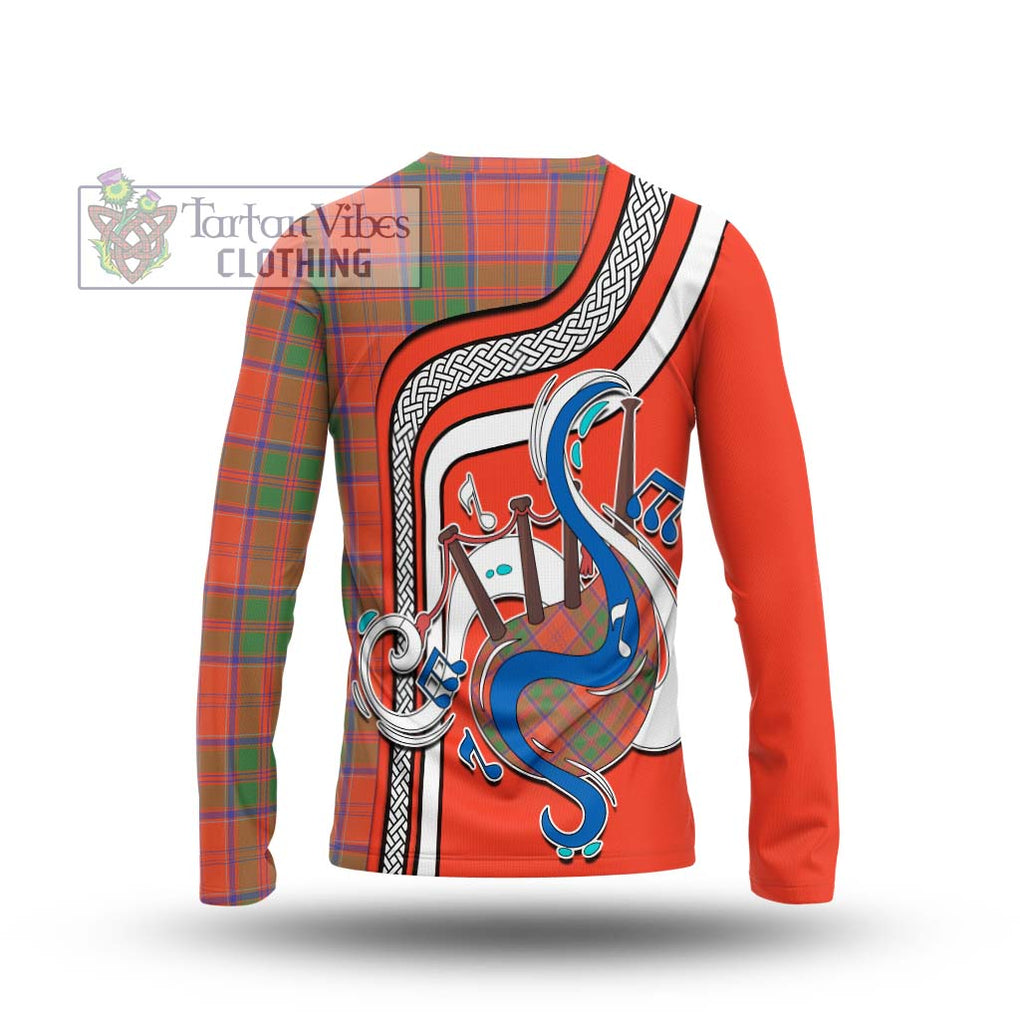 Tartan Vibes Clothing Grant Ancient Tartan Long Sleeve T-Shirt with Epic Bagpipe Style