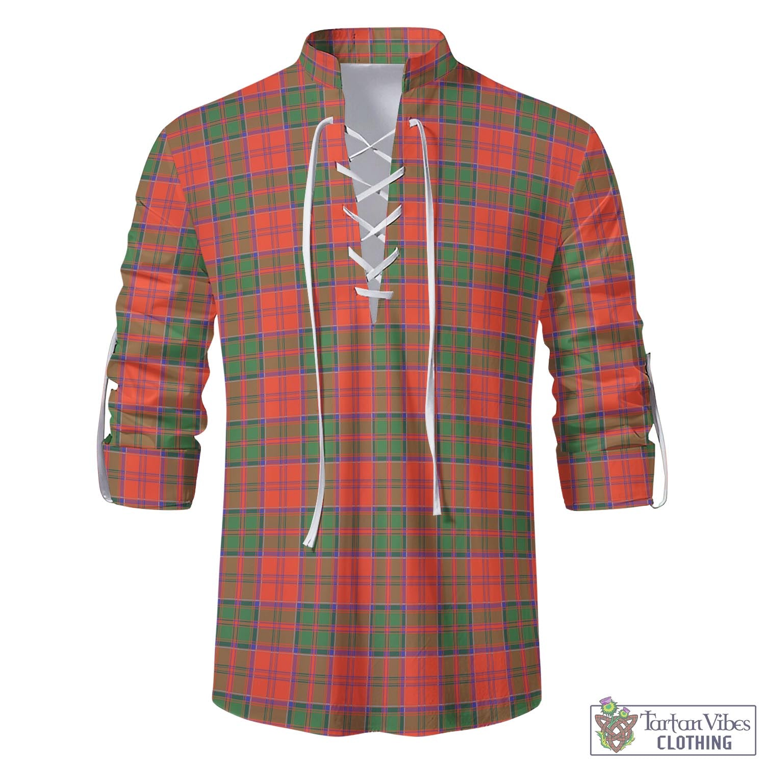 Tartan Vibes Clothing Grant Ancient Tartan Men's Scottish Traditional Jacobite Ghillie Kilt Shirt