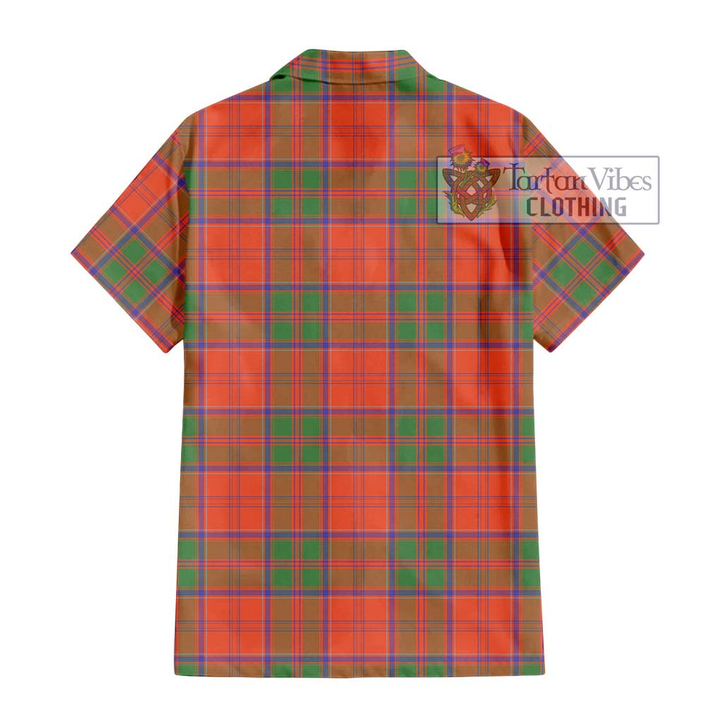 Grant Ancient Tartan Short Sleeve Button Shirt with Family Crest DNA In Me Style - Tartanvibesclothing Shop