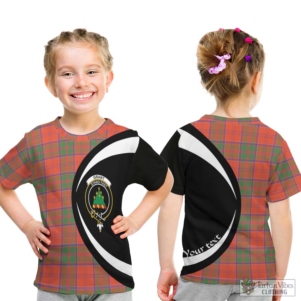 Grant Ancient Tartan Kid T-Shirt with Family Crest Circle Style - Tartan Vibes Clothing