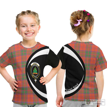 Grant Ancient Tartan Kid T-Shirt with Family Crest Circle Style