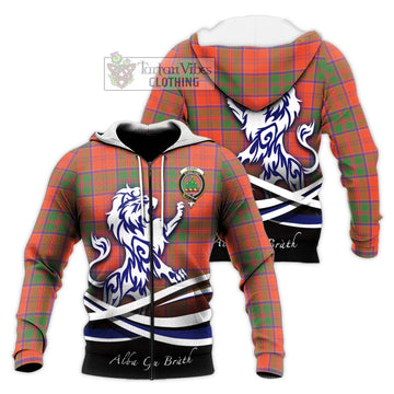 Grant Ancient Tartan Knitted Hoodie with Alba Gu Brath Regal Lion Emblem