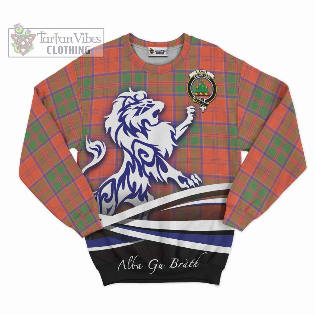 Grant Ancient Tartan Sweatshirt with Alba Gu Brath Regal Lion Emblem - Tartanvibesclothing Shop