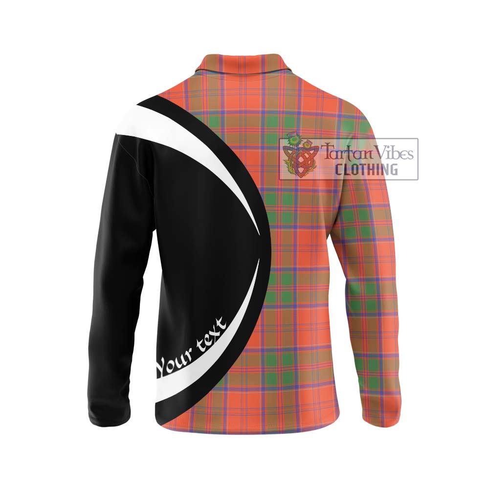 Grant Ancient Tartan Long Sleeve Polo Shirt with Family Crest Circle Style - Tartan Vibes Clothing