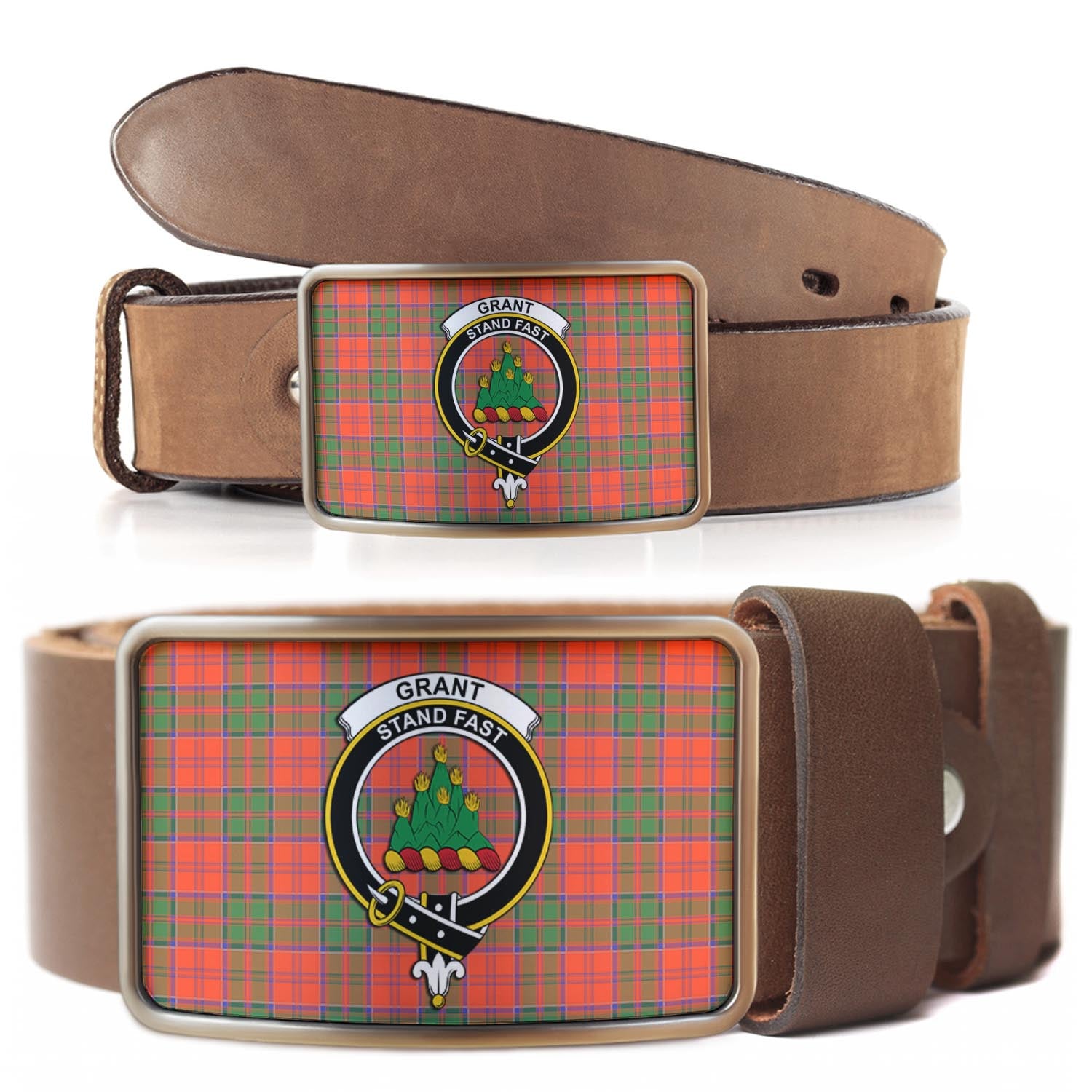 Grant Ancient Tartan Belt Buckles with Family Crest - Tartan Vibes Clothing