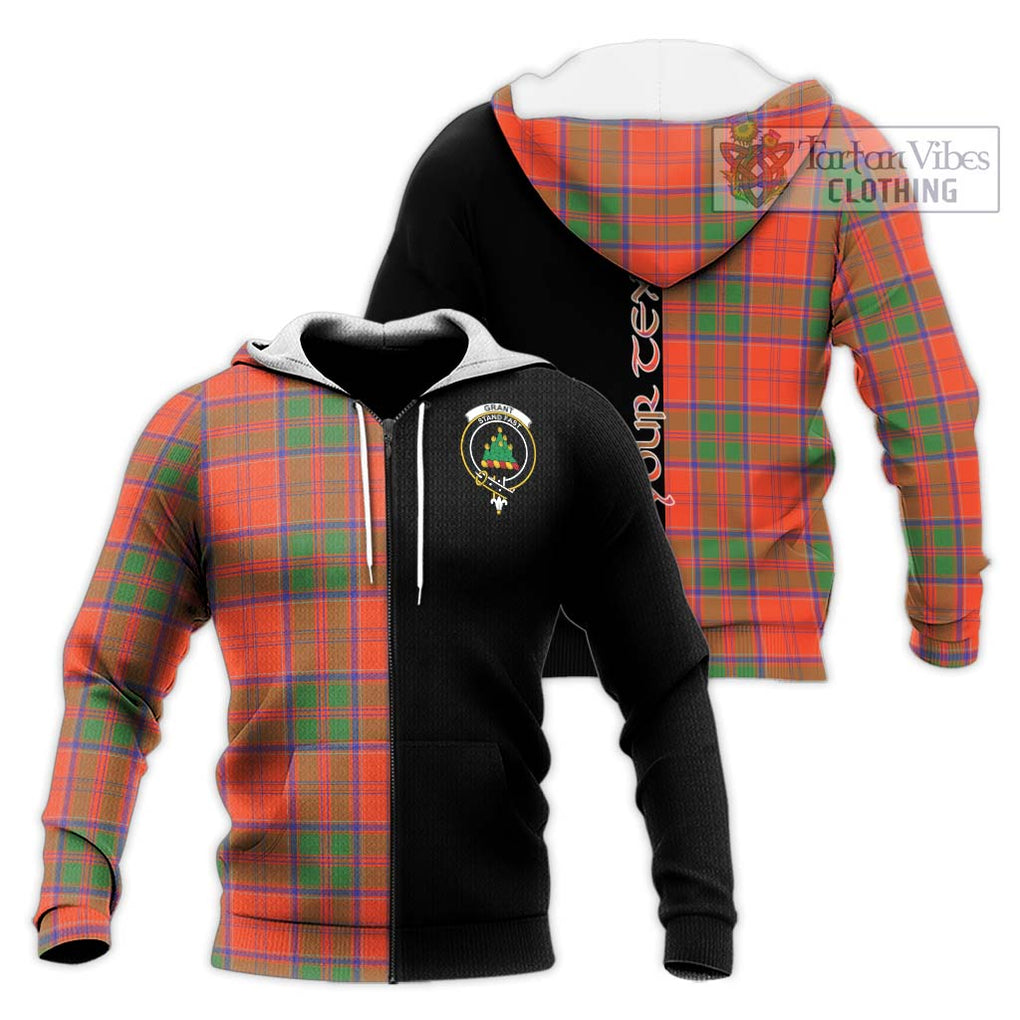 Grant Ancient Tartan Knitted Hoodie with Family Crest and Half Of Me Style Unisex Knitted Zip Hoodie - Tartanvibesclothing Shop