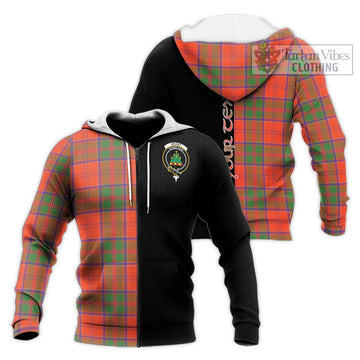 Grant Ancient Tartan Knitted Hoodie with Family Crest and Half Of Me Style