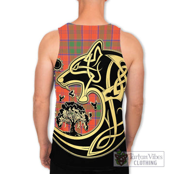 Grant Ancient Tartan Men's Tank Top with Family Crest Celtic Wolf Style