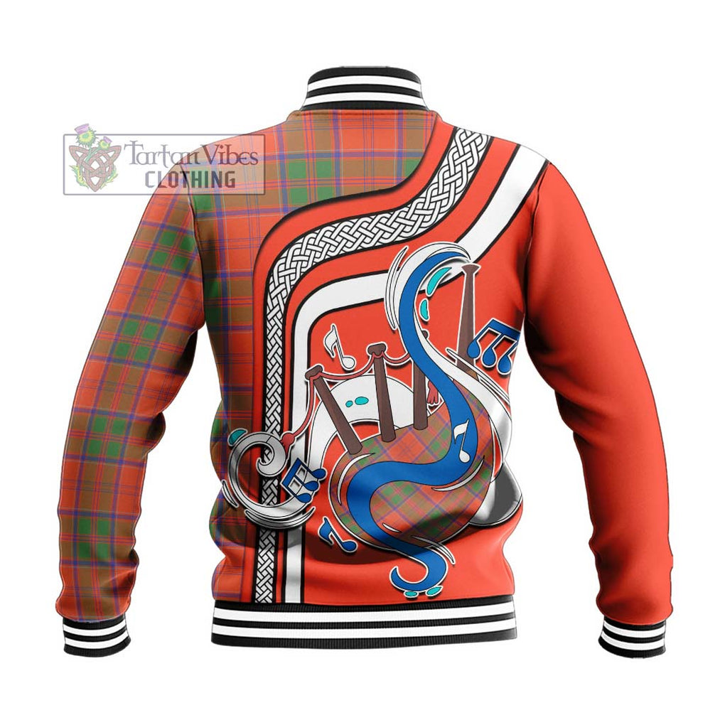 Tartan Vibes Clothing Grant Ancient Tartan Baseball Jacket with Epic Bagpipe Style