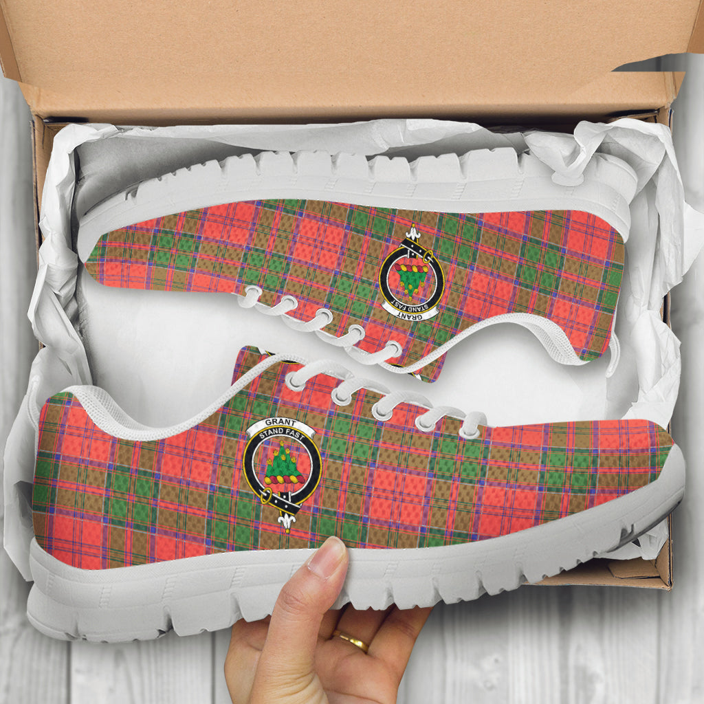 Grant Ancient Tartan Sneakers with Family Crest - Tartan Vibes Clothing