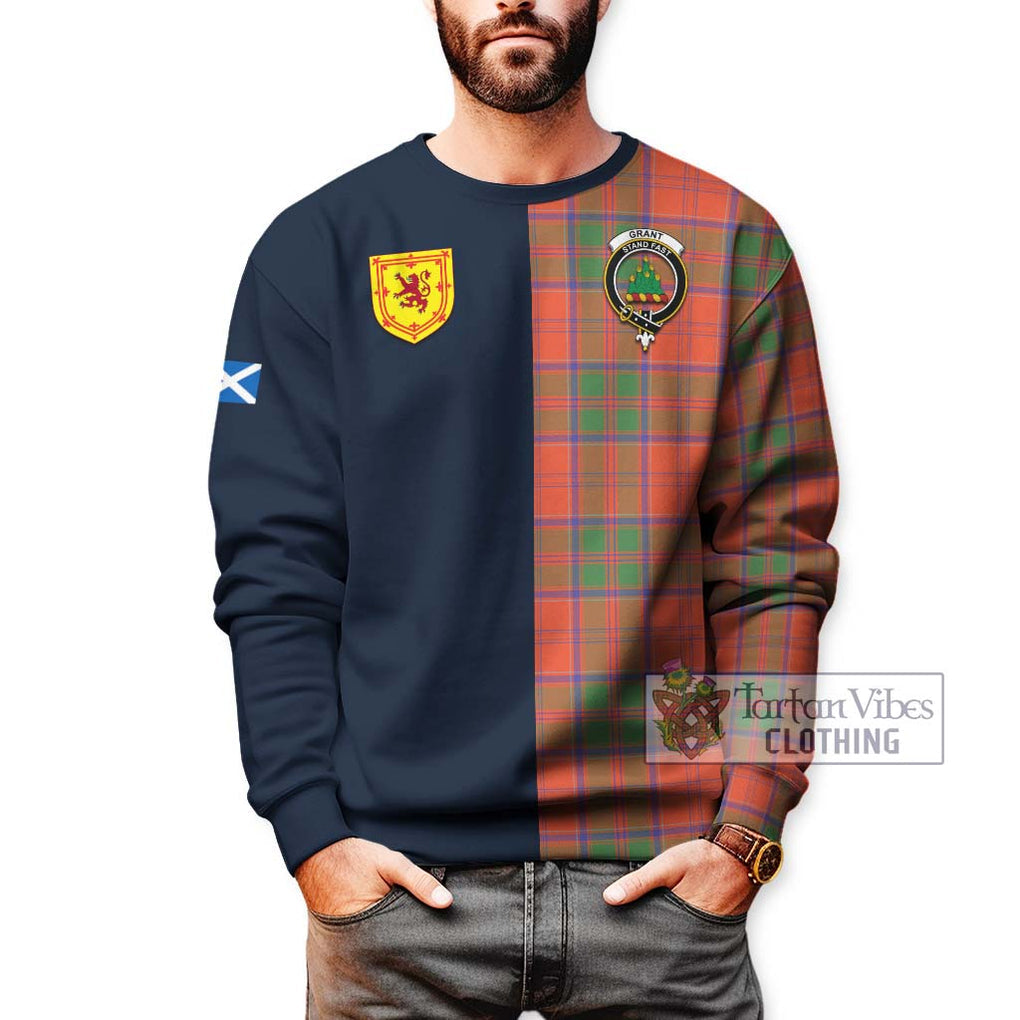 Tartan Vibes Clothing Grant Ancient Tartan Sweatshirt with Scottish Lion Royal Arm Half Style