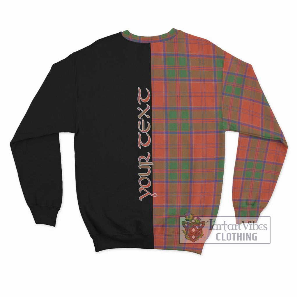 Grant Ancient Tartan Sweatshirt with Family Crest and Half Of Me Style - Tartanvibesclothing Shop