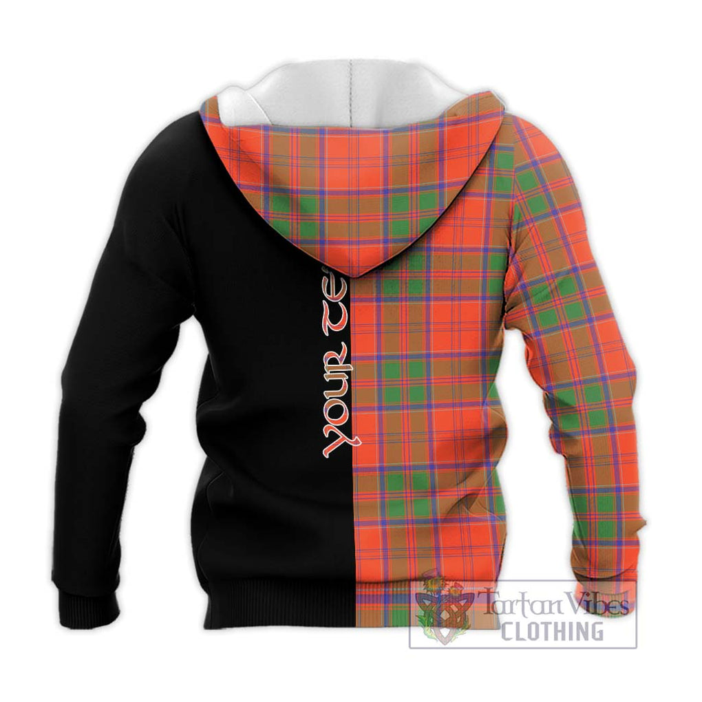 Grant Ancient Tartan Knitted Hoodie with Family Crest and Half Of Me Style - Tartanvibesclothing Shop