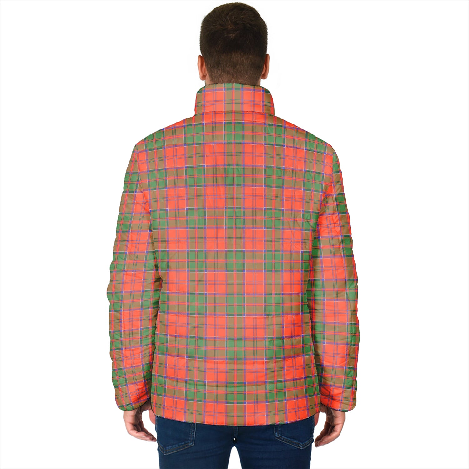 Grant Ancient Tartan Padded Jacket with Family Crest - Tartan Vibes Clothing