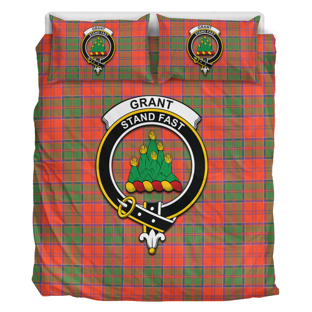 Grant Ancient Tartan Bedding Set with Family Crest - Tartan Vibes Clothing