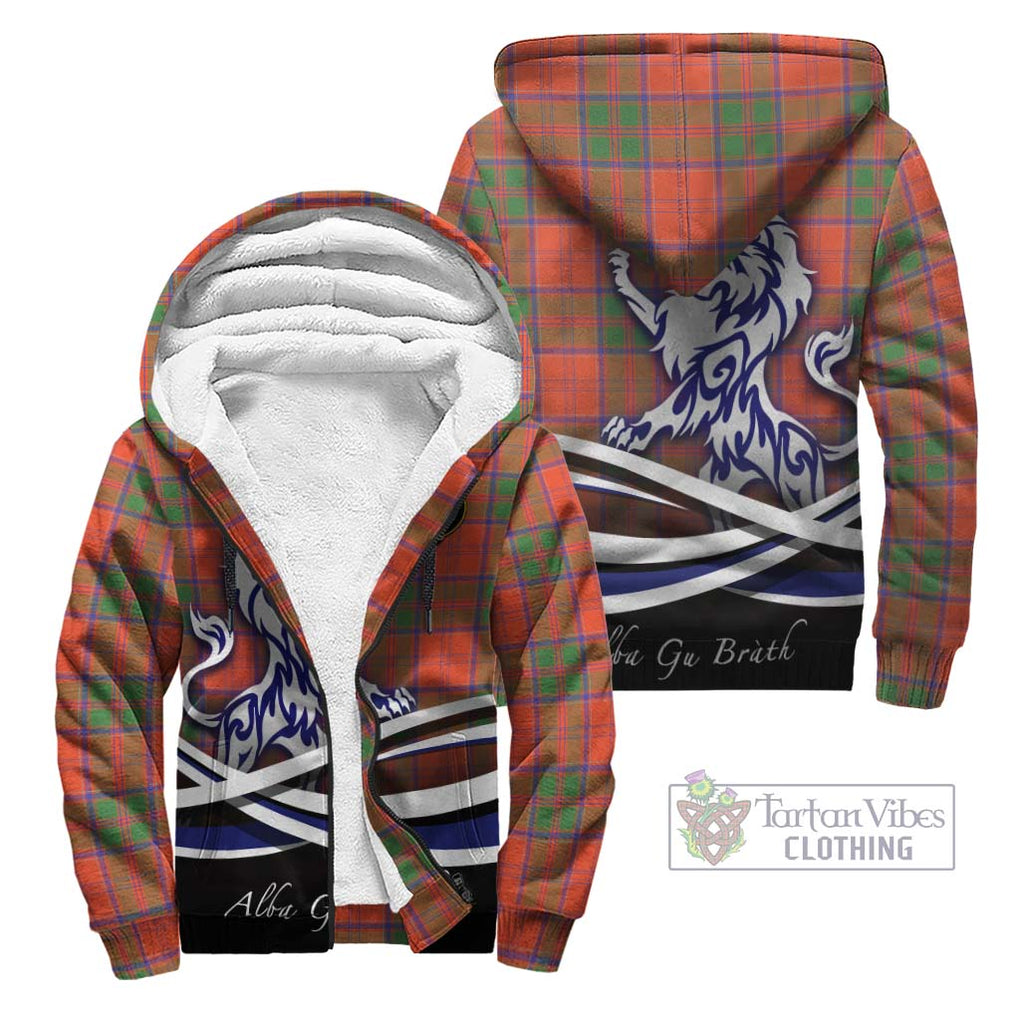 Grant Ancient Tartan Sherpa Hoodie with Alba Gu Brath Regal Lion Emblem Unisex - Tartanvibesclothing Shop