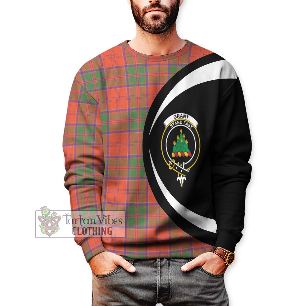 Grant Ancient Tartan Sweatshirt with Family Crest Circle Style - Tartan Vibes Clothing