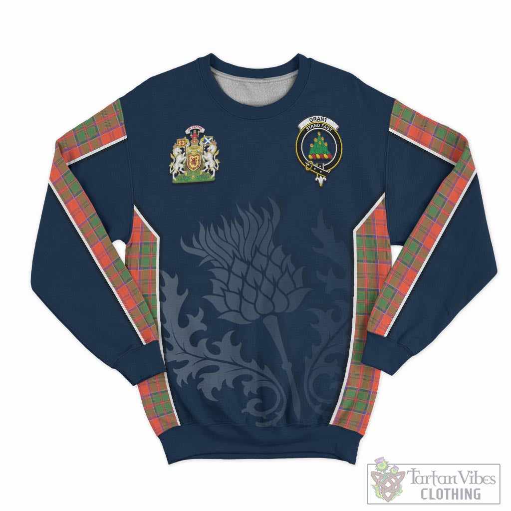 Tartan Vibes Clothing Grant Ancient Tartan Sweatshirt with Family Crest and Scottish Thistle Vibes Sport Style